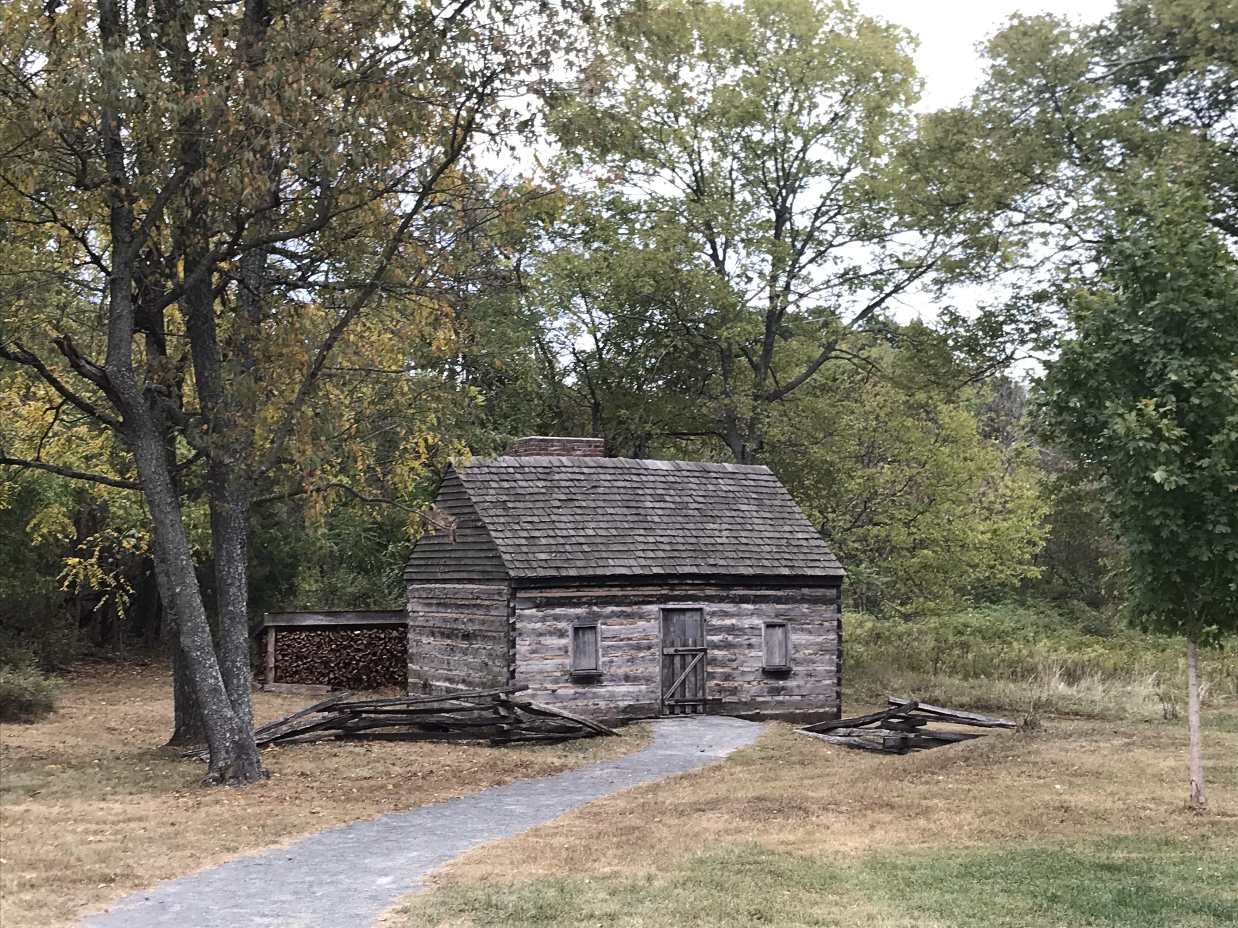 Reconstructed slave quarters (size based on archaeological excavations) at Sully Historic Site