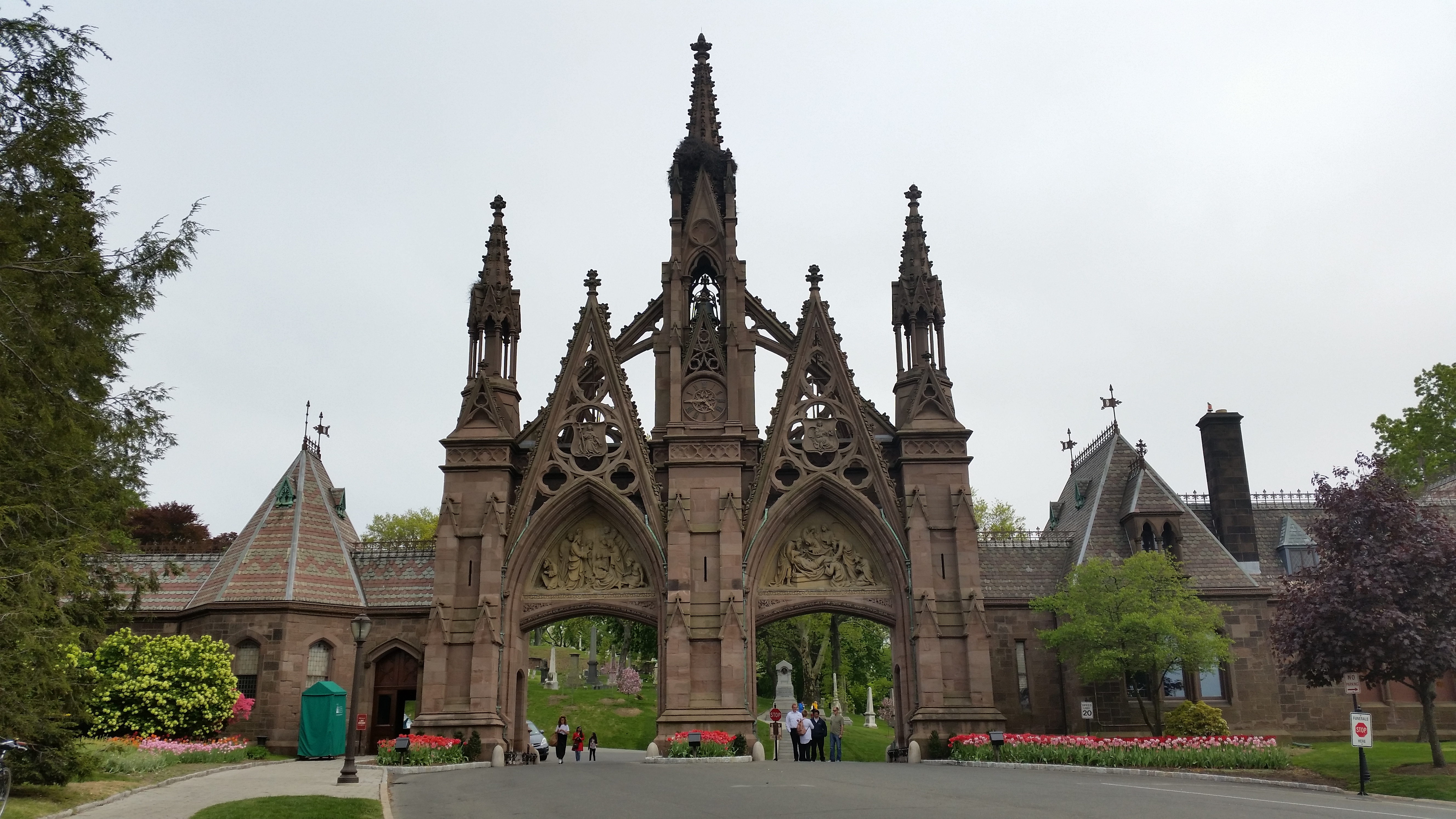 Gothic gate at entrance to Green-Wood Cemetary