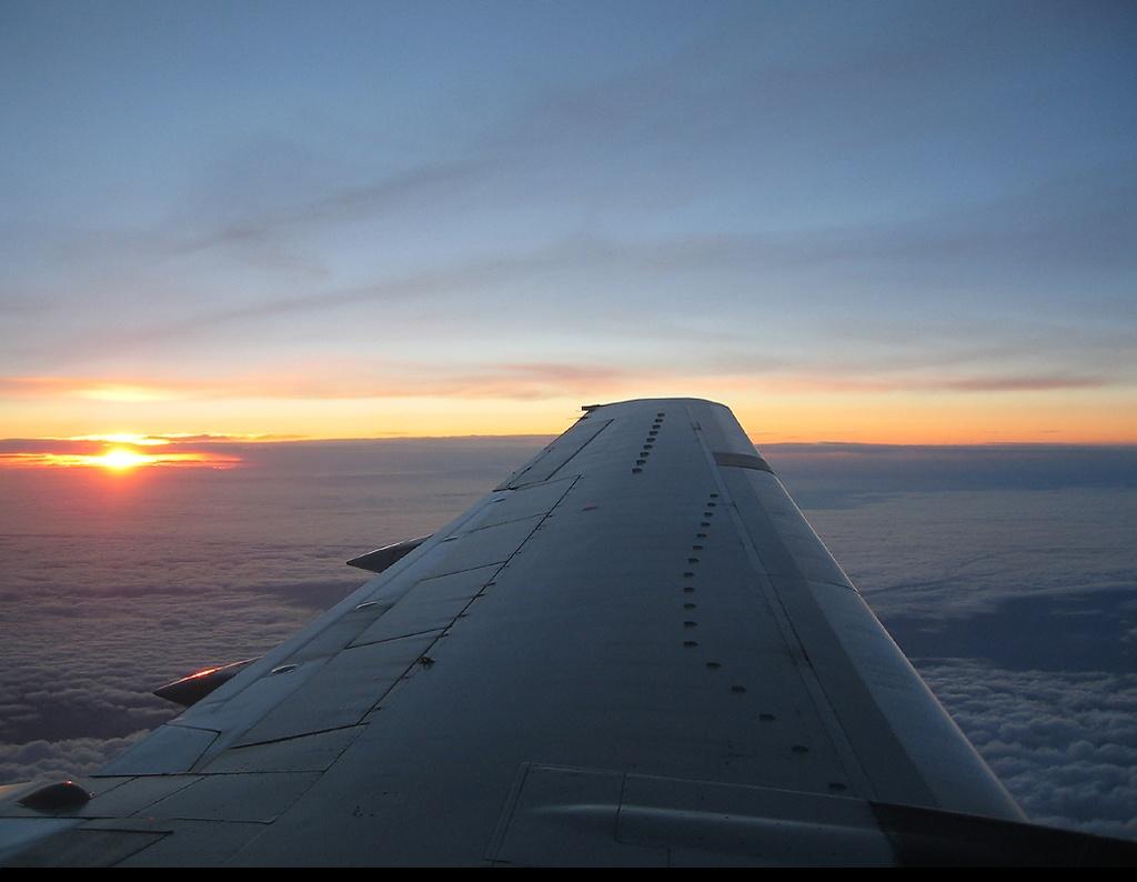 This is the wing of a boeing 737-300 with United's newest paint scheme