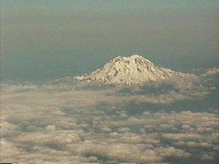 Flying south past mountains from Seattle Washington