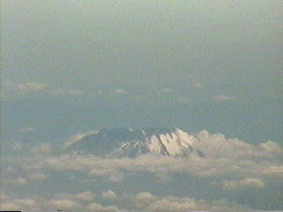 Flying south past Mount St. Helens from Seattle Washington