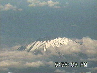 Flying south past Mount St. Helens from Seattle Washington