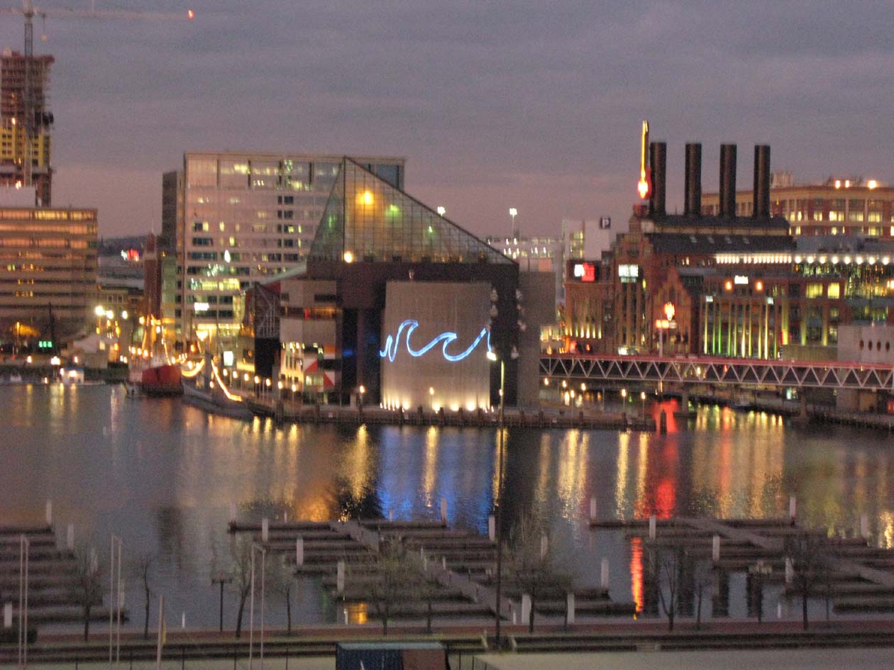 Baltimore Aquarium at night