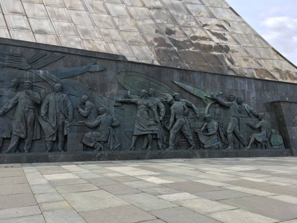 View of the base of the Monument to the Conquerors of Space.