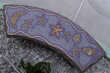 Original mosaic design on a bench