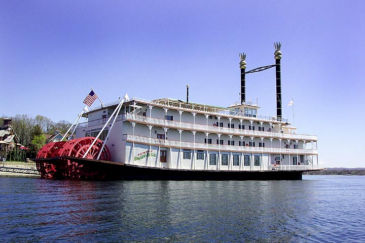 The Branson Belle is a fashioned after the old paddle boat showboats