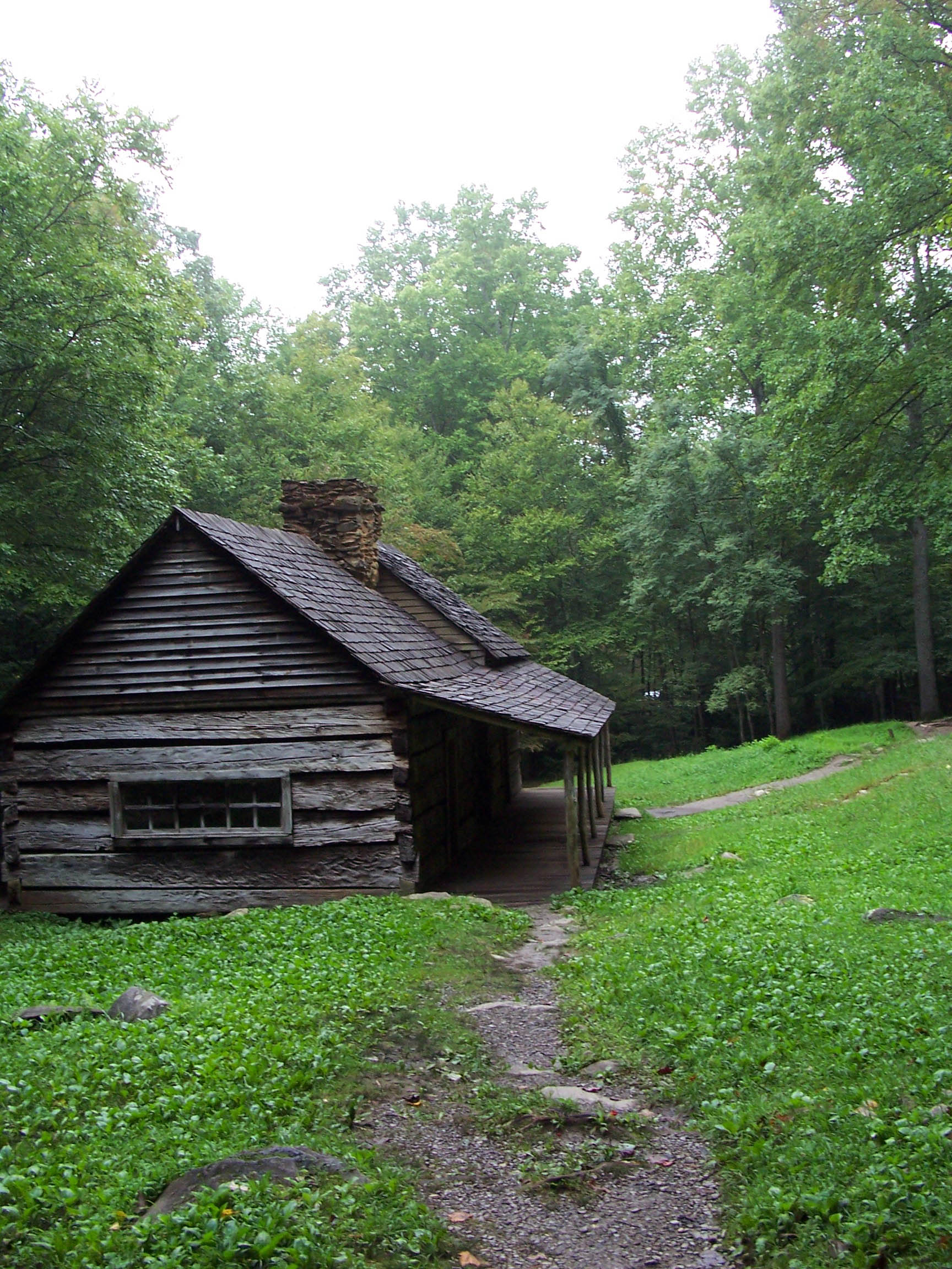 Trail & cabin in the Smokies