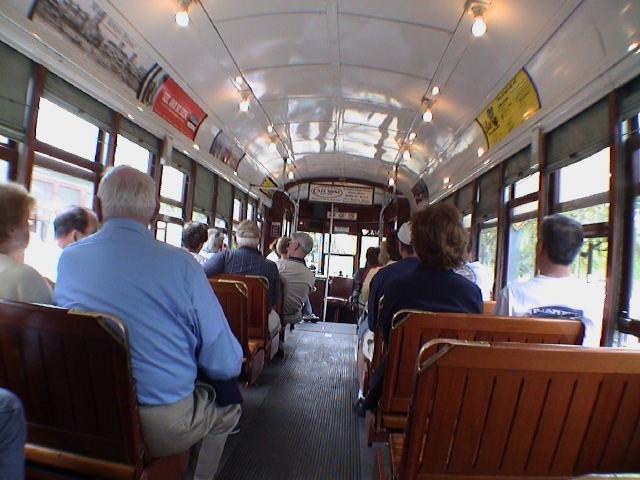 Inside St. Charles Street Cable Car