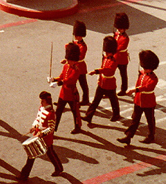 Changing of guards at Queen Elizabeth II ship in California