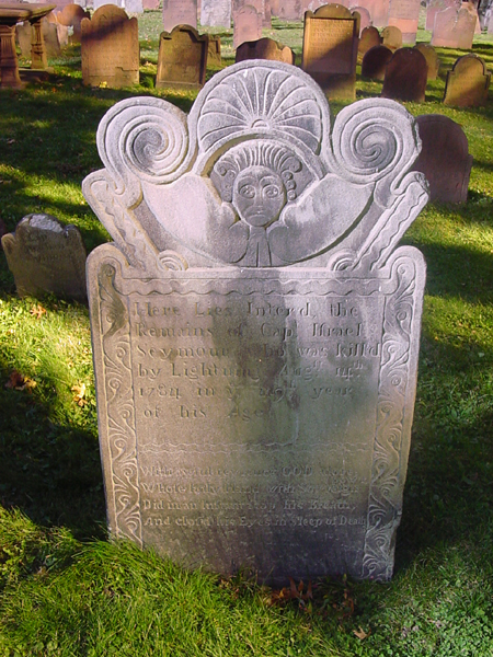 Gravestone of Captain Israel Seymour - killed by lightning