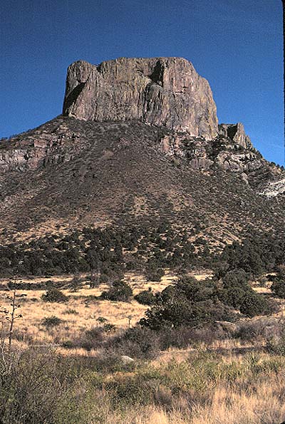 Casa Grande towers above the basin area at Big Bend Natl. Park