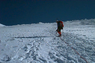 Mountain climber on Mt. Hood in Oregon.