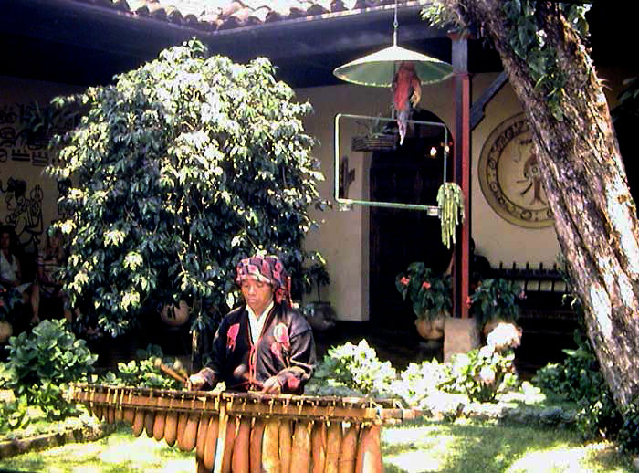 Man playing maremba at Inn