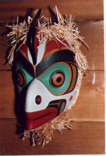 Codfish by Eugene Hunt (Kwakiutl-red cedar, cedar bark,paint)