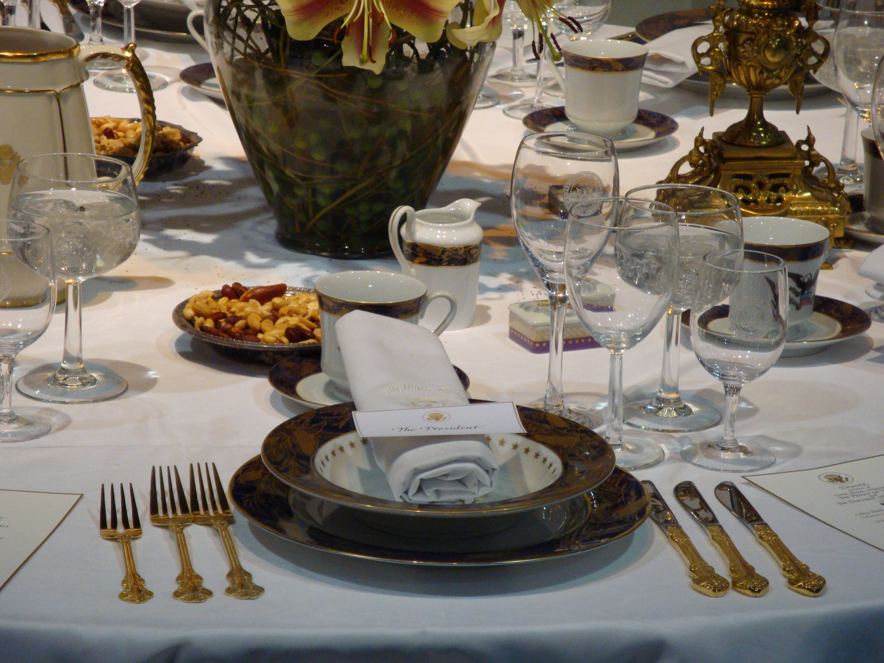 Close up of White House place setting