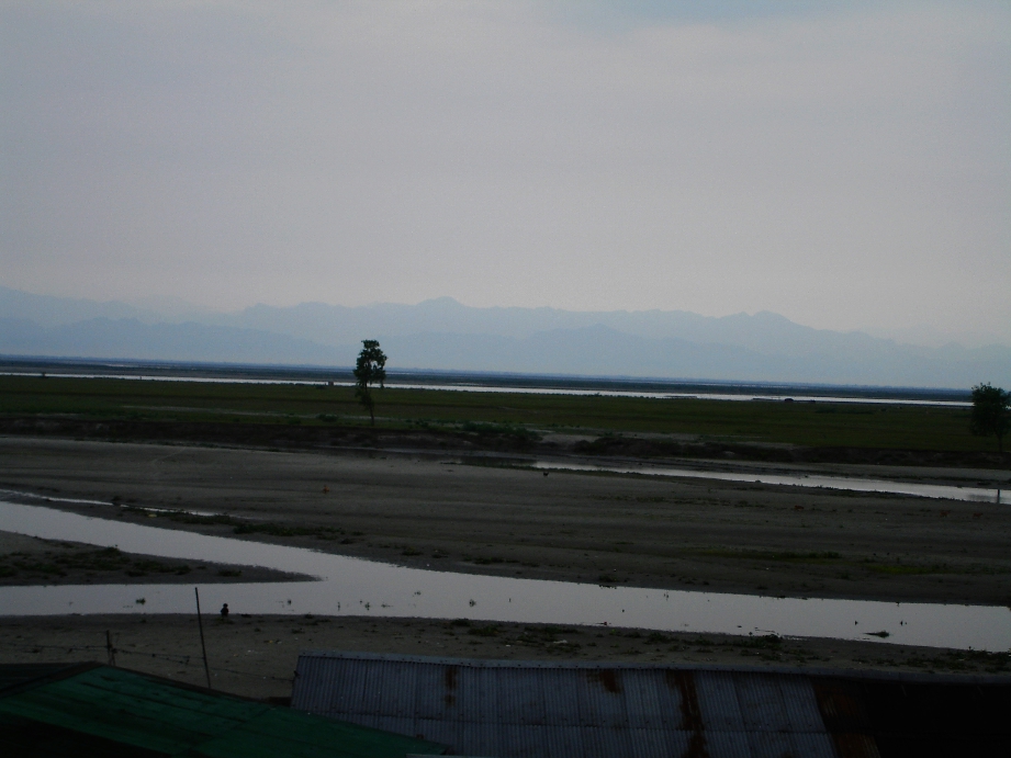 View of the Brahmaputra River and foothills of the Himalayas