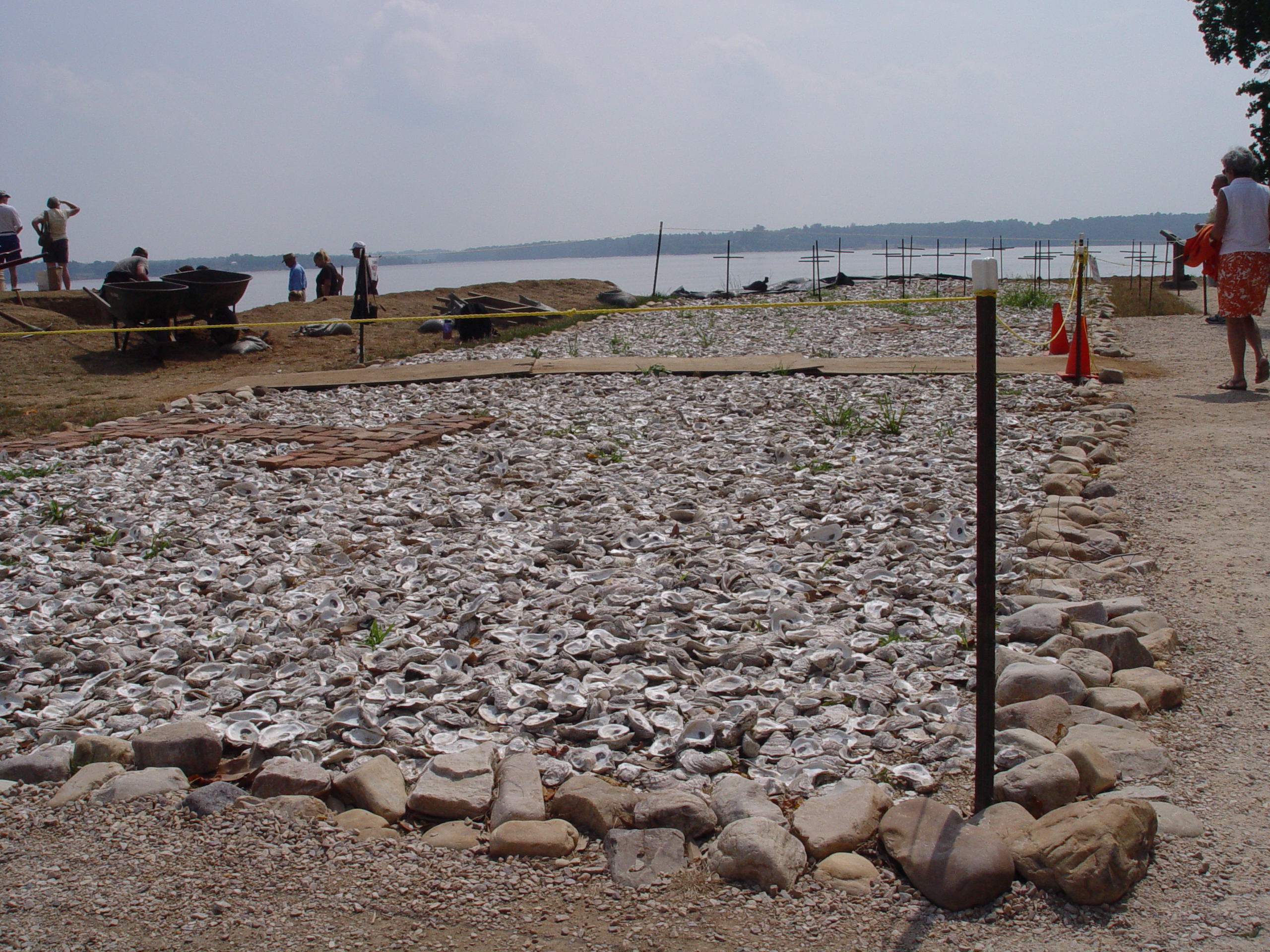 The iron crosses mark the graves of early settlers who died.