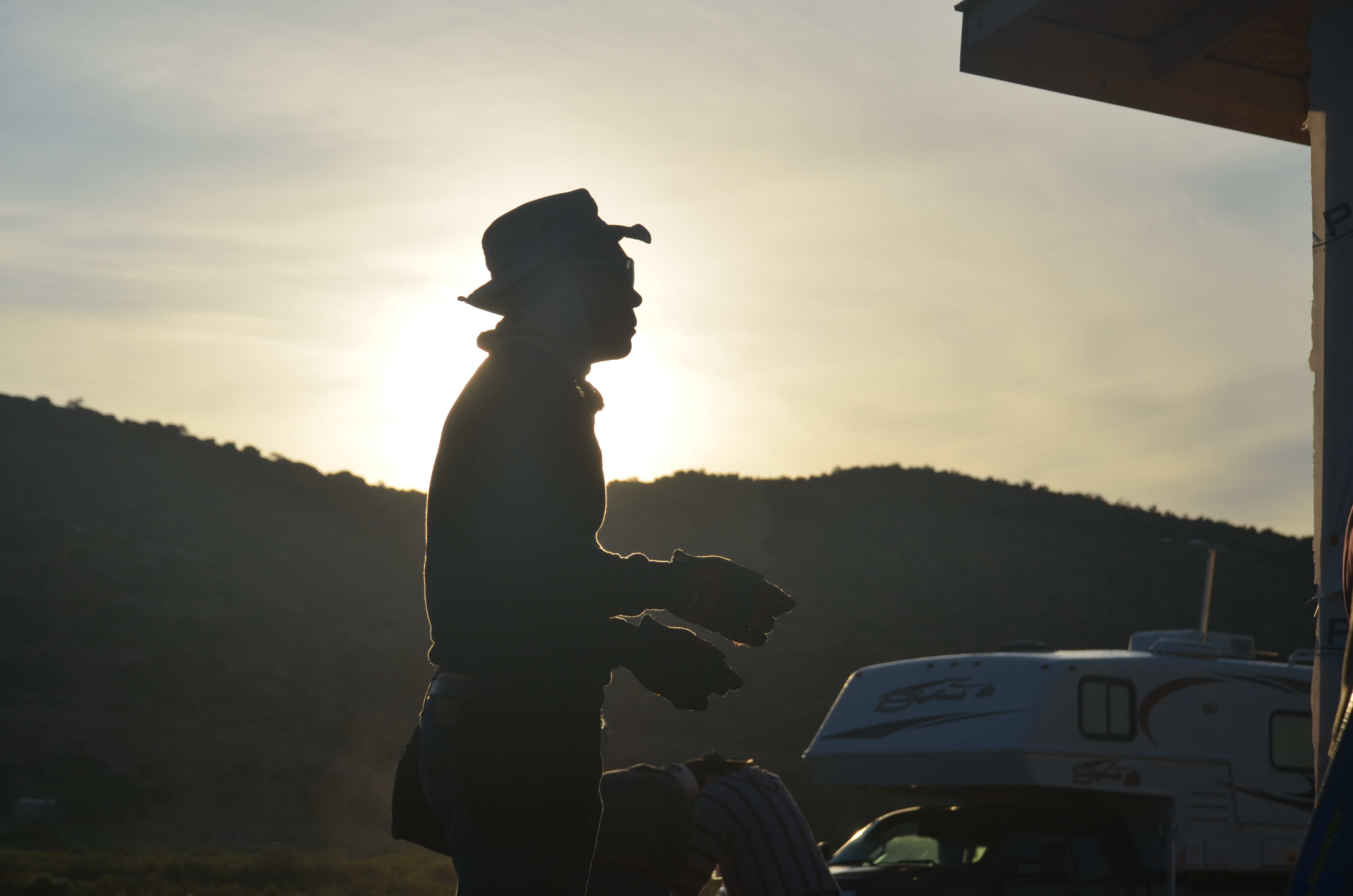 Construction worker ready to start the day early in the morning.