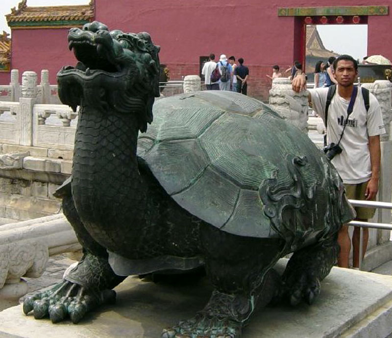 A bronze tortoise, symbol of longevity