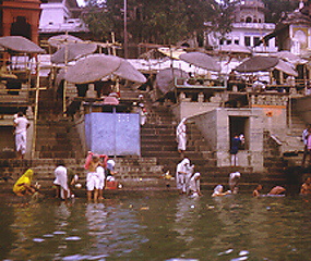 Morning washing in the river