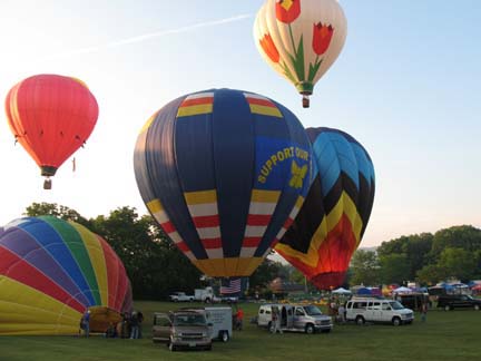 hot air balloons taking off