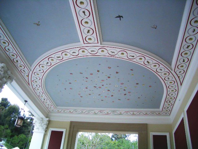 Getty exterior logia handpainted ceiling