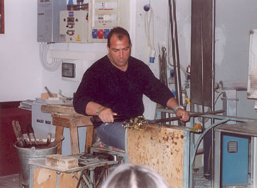 glass blowing demonstration at the Murano Glass Factory