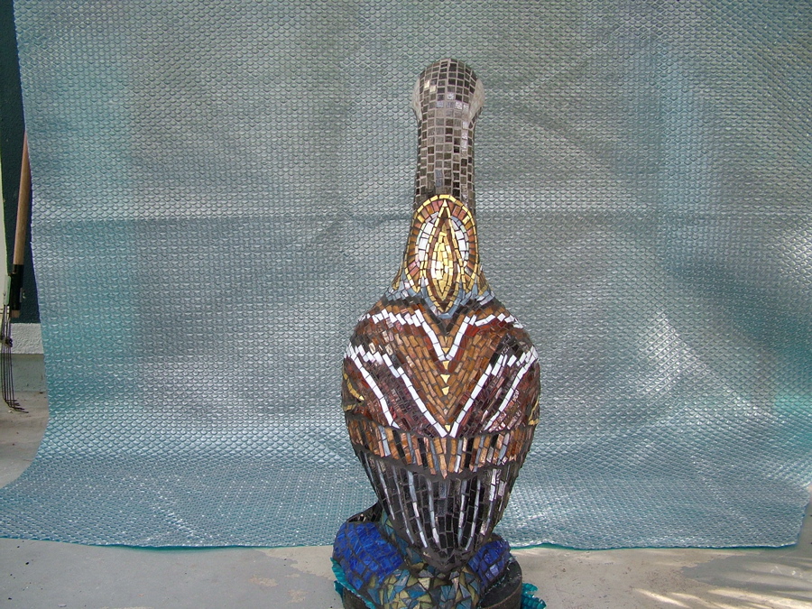 Mosaic goose photo 7 of 12 made with Italian glass tile and gold smalti.