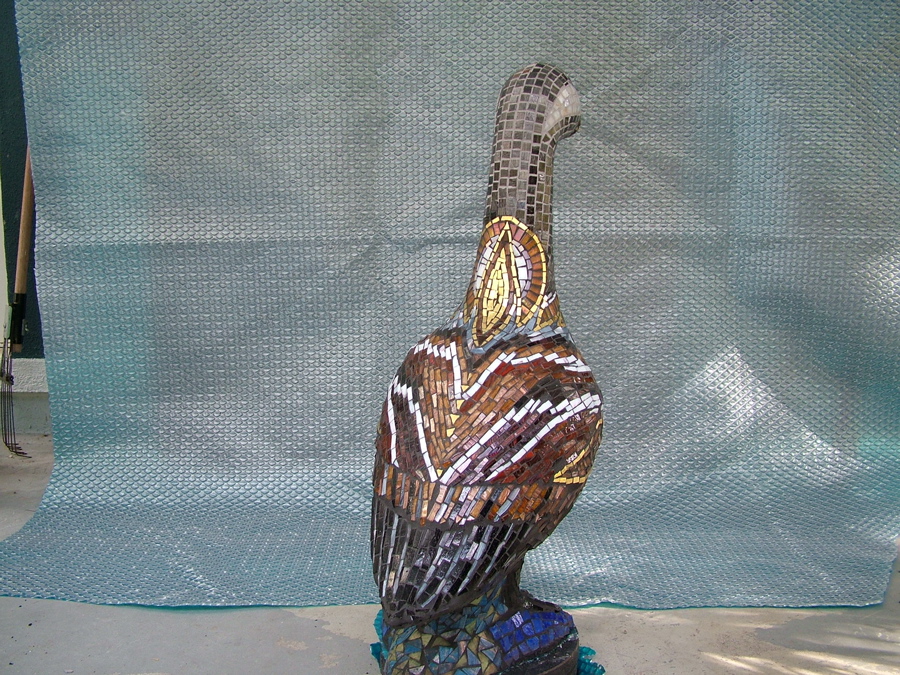 Mosaic goose photo 8 of 12 made with Italian glass tile and gold smalti.