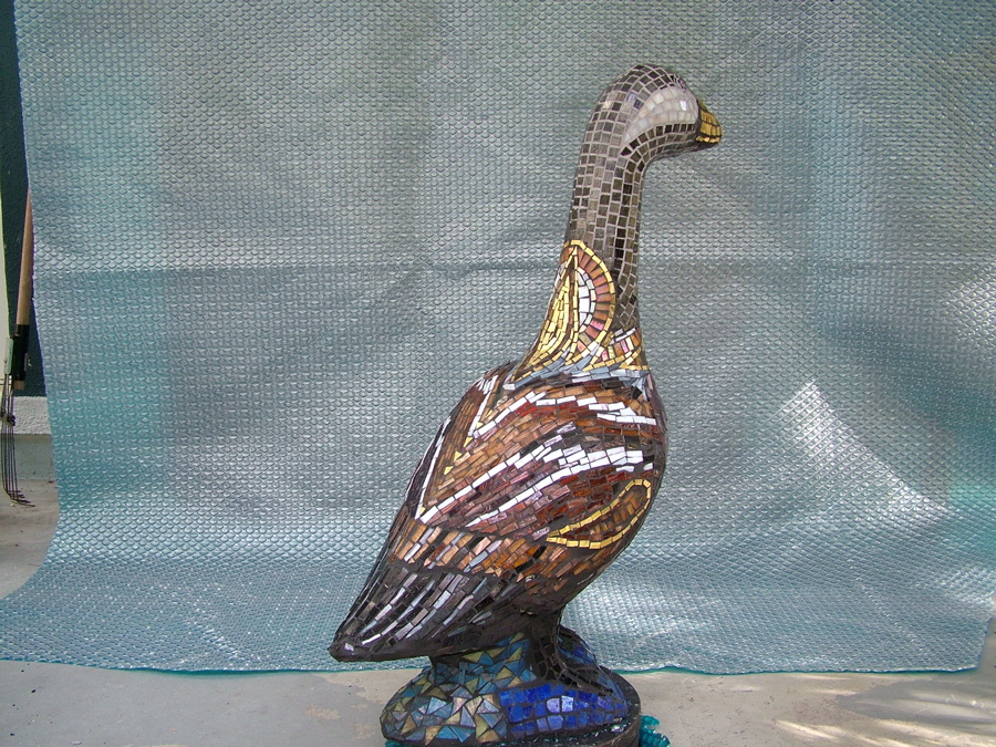Mosaic goose photo 9 of 12 made with Italian glass tile and gold smalti.