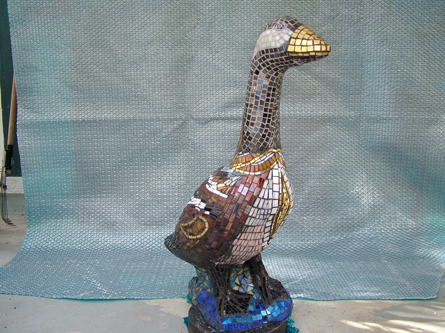 Mosaic goose photo 11 of 12 made with Italian glass tile and gold smalti.