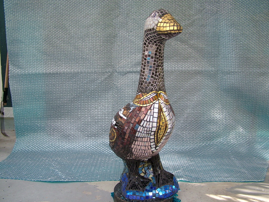 Mosaic goose photo 12 of 12 made with Italian glass tile and gold smalti.