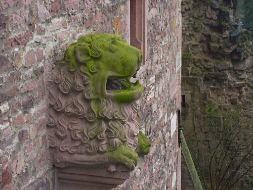 Green lion guarding the castle