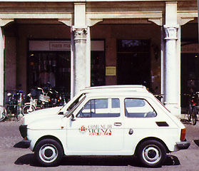 Cars are really small in Vincenza, Italy