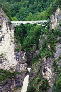 Bridge over waterfall