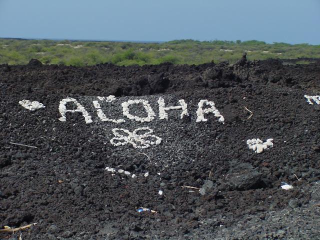 Graffiti on the lava in Coral