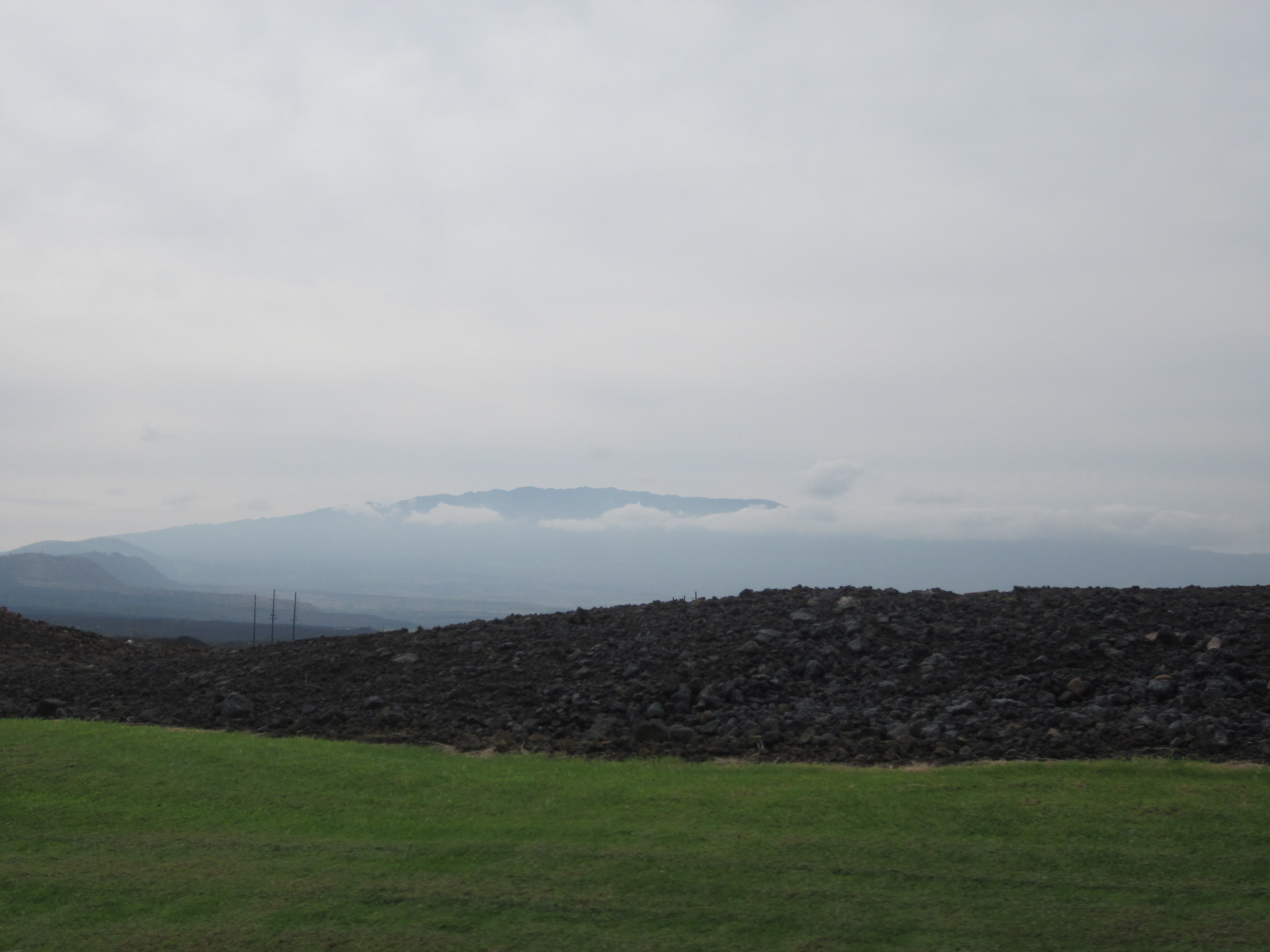 Hawaiian Shield Volcano in clouds