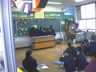 Japanese school fourth grade boys acting out.