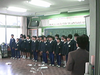 Sixth grade Japanese students singing the sayonara song.