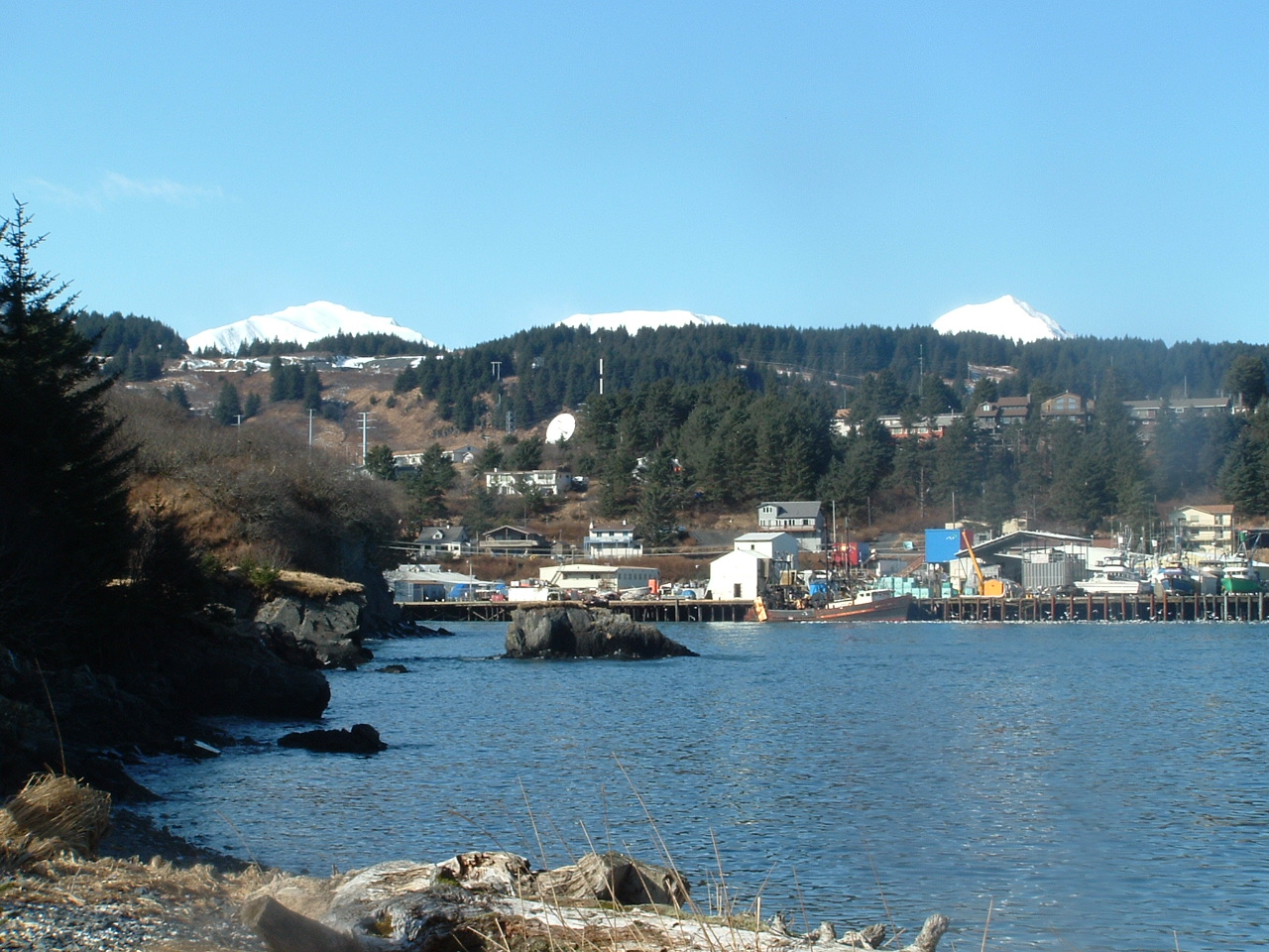 Looking north from Near Island at the city of Kodiak