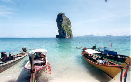 long-tail boats at Poda Beach, near Krabi, Thailand