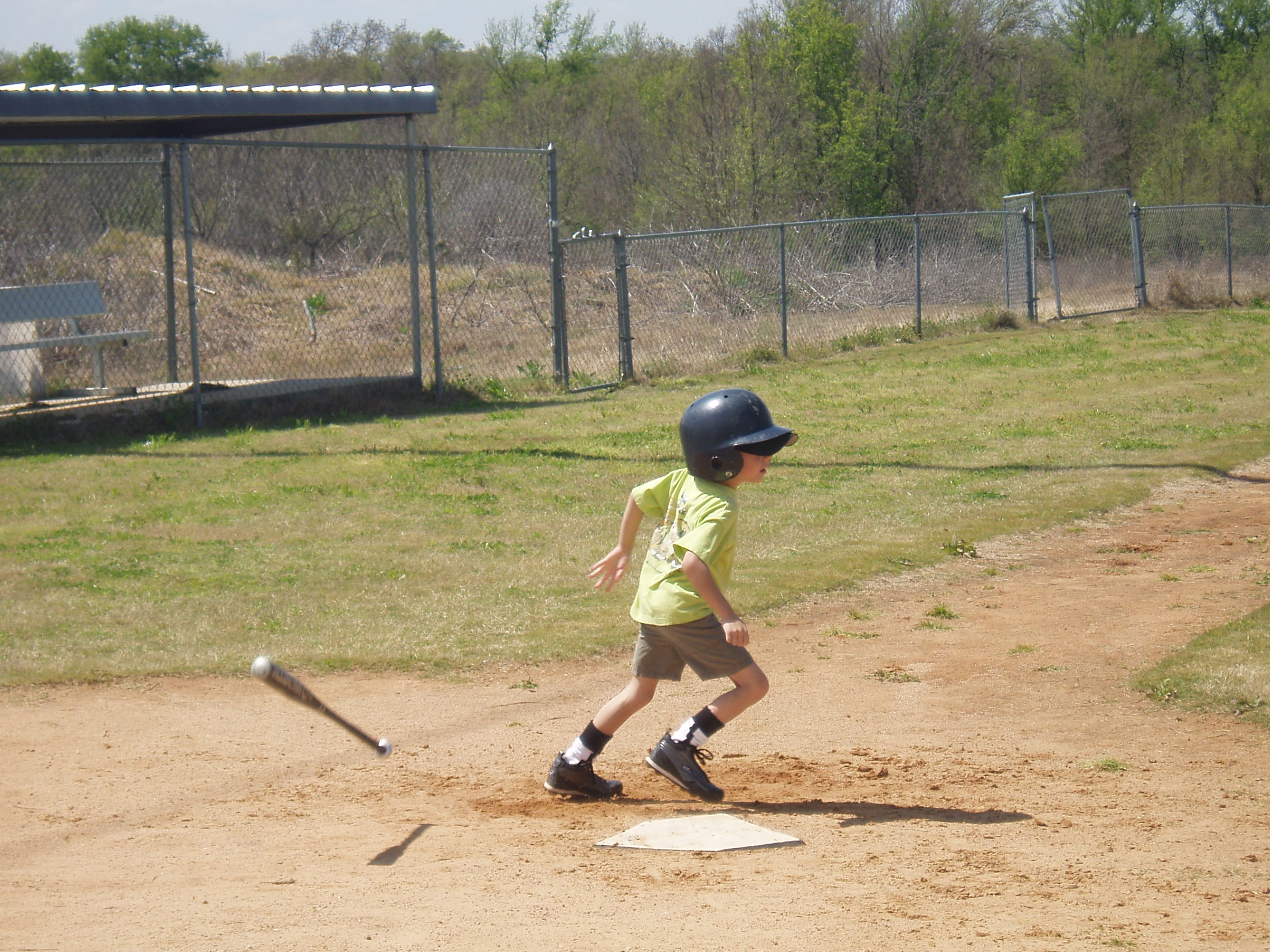 It's a hit! Little Leage Practice In a Small Town