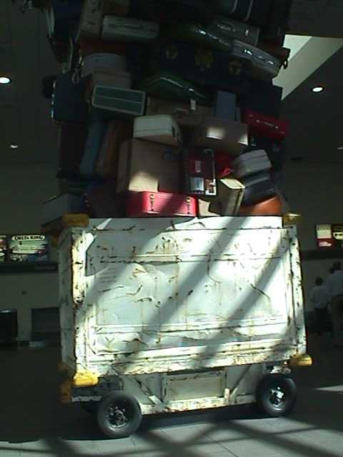 Luggage sculpture in the Sacramento Airport