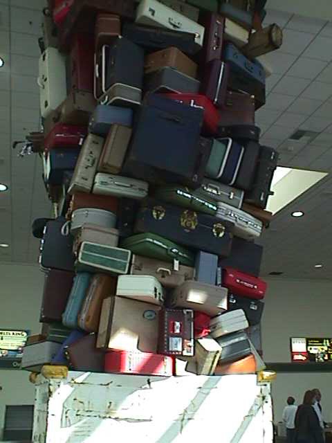 Luggage sculpture in the Sacramento Airport