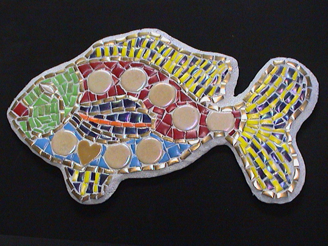 Mosaic fish created with tiny tile