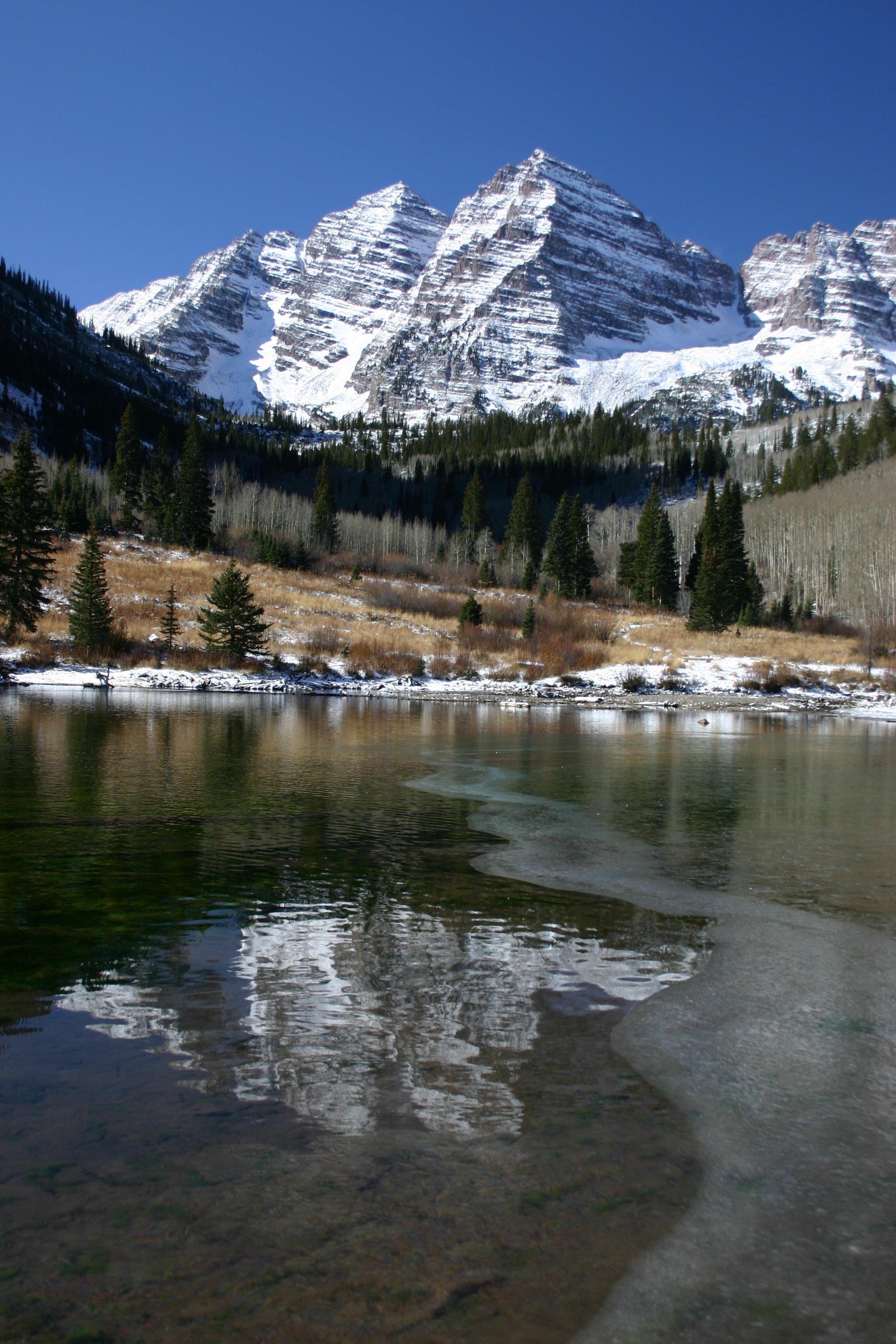 Snowfall on Maroon Bells, Aspen, Colorado