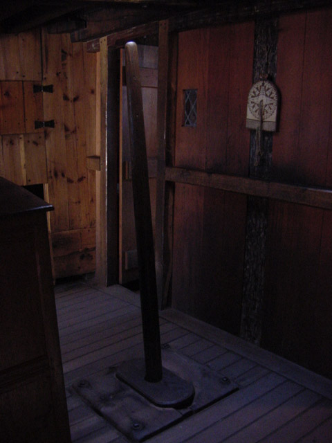 Whipstaff (ship's helm) on the Mayflower2 to control the rudder