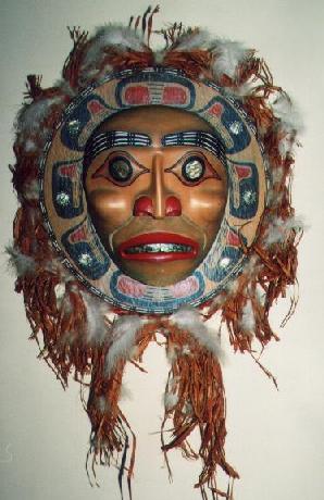 Moon Mask by Chuck Sam (alder wood with abalone)ne