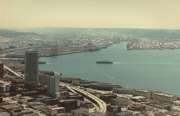 Looking toward Puget Sound from the Space Needle Seattle, Washington