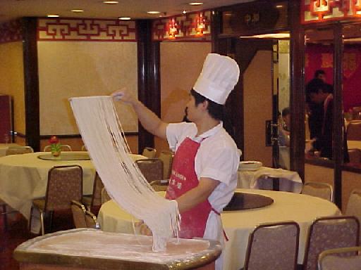 Making noodles - a show as well as a meal.